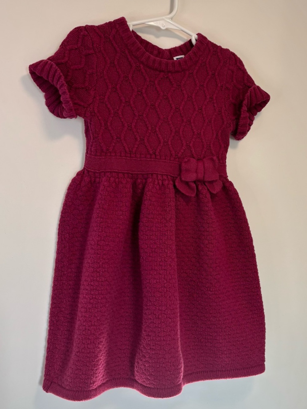 Janie and Jack Short Sleeve Maroon Burgundy Knit Sweater Dress Girl 5T